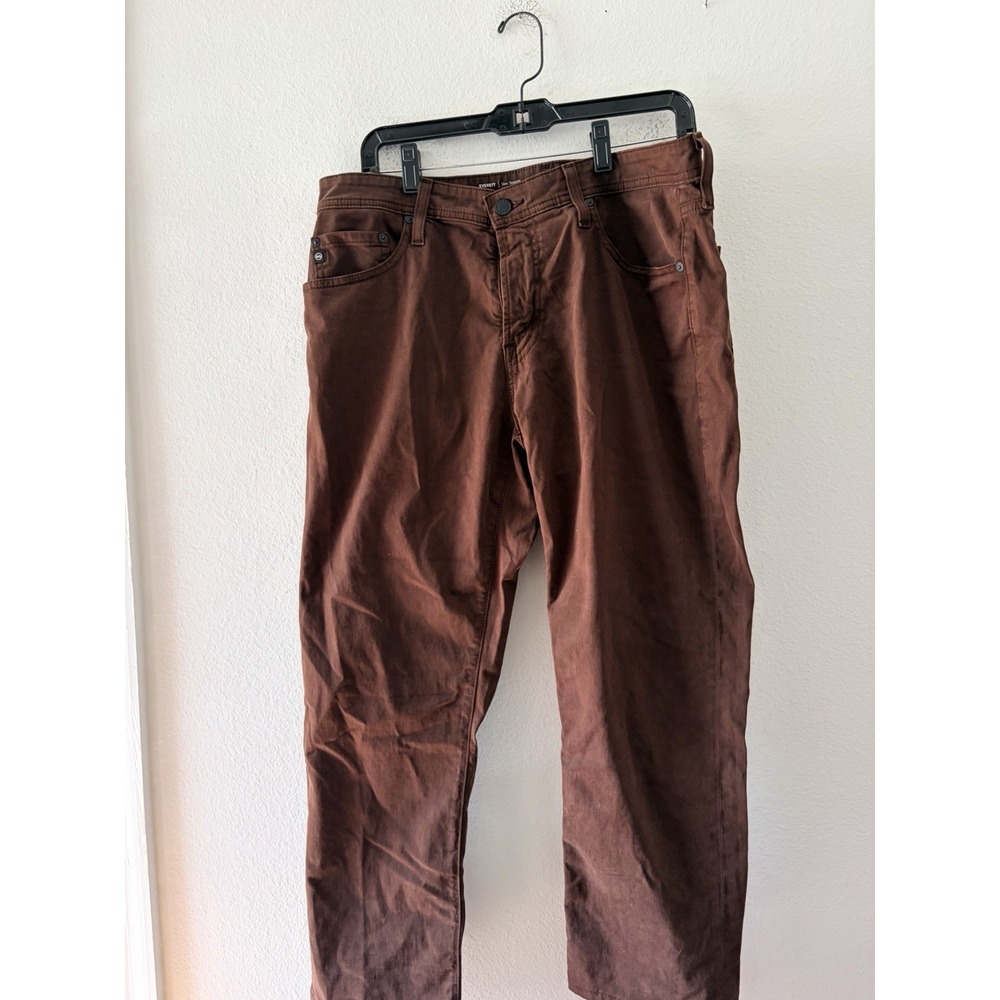 AG Adriano Goldschmied The Everett Slim Straight Pants Mens Size 33x32 Brown